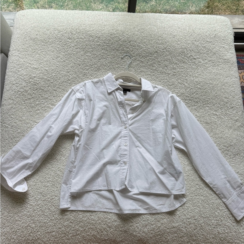 J Crew Cropped Oxford Long Sleeve Top (Size Small)